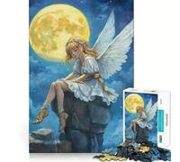 Puzzle "Ragazza angelo al chiaro di luna" per adulti,1000 pezzi,gioco stimolante per la mente,taglio preciso,allineamento perfetto,attività di condivisione per i propri cari (38x52cm)
