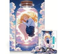 Puzzle "Ragazza anime che dorme in un barattolo" per adolescenti,1000 pezzi,divertente e stimolante per la mente,con componenti robusti e ben definiti,un'attività di gruppo emozionante (38x52cm)