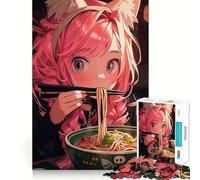 Puzzle "Ragazza anime che mangia ramen con le bacchette" da 1000 pezzi,gioco interattivo per stimolare la mente,incastro perfetto,nessun pezzo si stacca,sfida cerebrale per la casa (50x75cm)