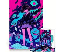 Puzzle "Ragazza anime circondata da mostri" da 1000 pezzi,gioco di memoria,divertente,con bordi lisci e incastro perfetto,un modo divertente per riempire le ore vuote (50x75cm)