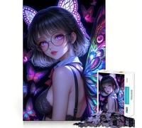 Puzzle "Ragazza anime con ali di farfalla" da 1000 pezzi,gioco di memoria,taglio di precisione,attività creativa interattiva per stimolare la mente a casa (50x75cm)