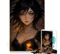 Puzzle "Ragazza anime con cuore fiammeggiante" da 1000 pezzi,gioco interattivo per stimolare la mente,incastro perfetto,nessun pezzo si stacca,sfida cerebrale per la casa (50x75cm)
