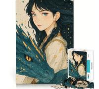 Puzzle "Ragazza anime con drago" da 1000 pezzi,gioco per lo sviluppo delle capacità cognitive,superficie liscia e priva di sbavature,attività rilassante di gruppo al chiuso (38x26cm)