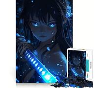Puzzle "Ragazza anime con katana blu" da 1000 pezzi,divertente e stimolante per la mente Componenti robusti e ben definiti Un passatempo avvincente per rilassarsi in casa (50x75cm)