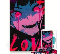 Puzzle "Ragazza anime con lacrime di sangue" da 1000 pezzi,gioco di concentrazione mentale,taglio di precisione,bordi lisci,gioco significativo per costruire connessioni (38x26cm)