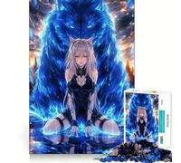 Puzzle "Ragazza anime con lupo blu" da 1000 pezzi,gioco di memoria,taglio di precisione,sfida interattiva per la mente,ideale per la casa (50x75cm)