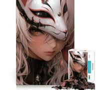 Puzzle "Ragazza anime con maschera da volpe" da 1000 pezzi,divertente e stimolante per la mente Componenti robusti e ben definiti Un passatempo avvincente per rilassarsi in casa (38x52cm)