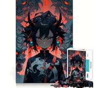 Puzzle "Ragazza anime con maschere demoniache" da 1000 pezzi,gioco di memoria,taglio di precisione,sfida interattiva per la mente,ideale per la casa (38x52cm)