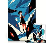 Puzzle "Ragazza anime di fronte a creature" da 1000 pezzi Divertimento stimolante per la mente,con componenti robusti e ben definiti Un passatempo avvincente per rilassarsi in casa (50x75cm)