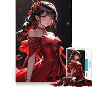 Puzzle "Ragazza anime in abito rosso" da 1000 pezzi,divertente e stimolante per la mente Componenti robusti e ben definiti Un passatempo avvincente per rilassarsi in casa (38x26cm)