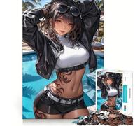Puzzle "Ragazza anime in piscina" per adulti,1000 pezzi,gioco di memoria,montaggio sicuro e stabile,gioco significativo per costruire connessioni (50x75cm)