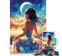 Puzzle "Ragazza anime in riva al mare" da 1000 pezzi,gioco di concentrazione mentale,design a incastro preciso,sfida interattiva per il cervello,ideale per la casa (38x26cm)