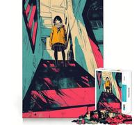 Puzzle "Ragazza anime in un vicolo" da 1000 pezzi,gioco di concentrazione mentale,tagli di precisione,bordi lisci,attività rilassante per serate tranquille (38x52cm)