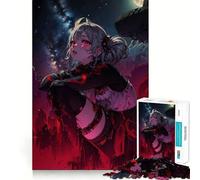 Puzzle "Ragazza anime sotto il cielo notturno" per adolescenti,1000 pezzi,gioco stimolante per la mente,montaggio sicuro e sicuro,attività di condivisione per i propri cari (50x75cm)