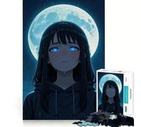 Puzzle "Ragazza anime sotto la pioggia con la luna" per adolescenti,1000 pezzi,gioco stimolante per la mente,montaggio sicuro e attività di condivisione per i propri cari (38x52cm)