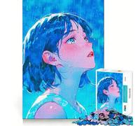 Puzzle "Ragazza anime sotto la pioggia" da 1000 pezzi,gioco interattivo per stimolare la mente e incastrare i pezzi,sfida cerebrale per la casa (50x75cm)