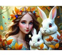 Puzzle ragazza con coniglietti 500 pezzi