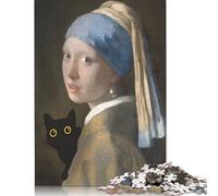 Puzzle "Ragazza con gatto" di Vermeer, 1000 pezzi, per adulti, giocattoli educativi, giochi per famiglie, regali di compleanno per feste (38x26 cm)