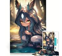 Puzzle "Ragazza Druida Anime nella Foresta" da 1000 pezzi,gioco interattivo per stimolare la mente e favorire la concentrazione,senza pezzi che si staccano (38x26cm)