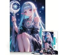 Puzzle "Ragazza elfa anime con bastone lunare" da 1000 pezzi,gioco interattivo per stimolare la mente,incastro perfetto,nessun pezzo si stacca,sfida cerebrale per la casa (38x52cm)