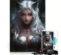 Puzzle Ragazza Lupo dai Capelli Bianchi da 1000 pezzi,gioco cognitivo divertente,taglio di alta precisione, alleviare lo stress (38x26cm)