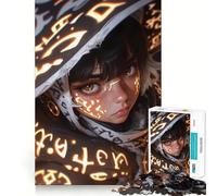 Puzzle "Ragazza mistica con simboli luminosi" per adolescenti, 1000 pezzi, gioco di logica, divertente e rilassante, opera d'arte dai contorni netti, oggetto da collezione (50x75cm)