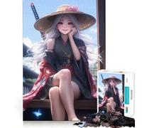 Puzzle Ragazza Samurai e Farfalle per adolescenti, 1000 pezzi, gioco per allenare la mente, rilassante, artistico, da assemblare, (38x26cm)
