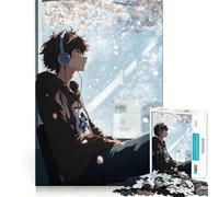 Puzzle "Ragazzo anime che ascolta musica in casa" da 1000 pezzi,gioco di concentrazione mentale,design a incastro preciso,sfida interattiva per il cervello per la casa (50x75cm)