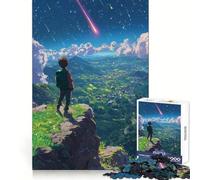 Puzzle "Ragazzo anime che guarda una pioggia di meteoriti" per adolescenti, 1000 pezzi, stimola la mente, divertente e rilassante, con incastri precisi, ideale come regalo stagionale (38x52cm)