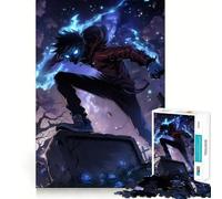 Puzzle Ragazzo anime con fiamme blu da 1000 pezzi,gioco cognitivo divertente,taglio di alta precisione, alleviare lo stress (38x52cm)