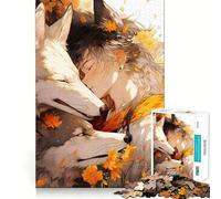 Puzzle "Ragazzo anime con lupi e fiori" per adolescenti,1000 pezzi,gioco stimolante per la mente,montaggio sicuro e attività di gruppo per i propri cari (38x52cm)