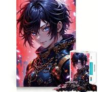 Puzzle "Ragazzo anime dagli occhi azzurri" da 1000 pezzi,gioco di costruzione che mette alla prova la concentrazione,montaggio sicuro e preciso,divertimento in casa durante le vacanze (38x52cm)