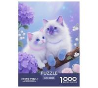 Puzzle Ragdoll Kitten 1000 Pezzi Per Adulti, Puzzles Con Purple Hydrangea, Gioco Divertente E Istruttivo, Regalo Originale 38x26cm/1000pcs