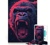 Puzzle Raging Gorilla per adulti, 1000 pezzi, gioco intelligente, tranquillo, con un motivo da assemblare, (38x26cm)