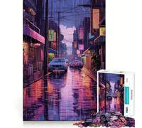 Puzzle Rain City Pixel bit Art da 1000 pezzi per adolescenti, gioco di puzzle per allenare la mente, gioco di gruppo, arte da assemblare, regalo classico (50x75cm)