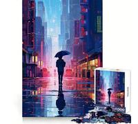 Puzzle Rain City Pixel bit Art da 1000 pezzi per adolescenti, stimola la memoria, facile da realizzare, bordi puliti, sorpresa natalizia (38x26cm)