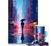 Puzzle Rain City Pixel bit Art per adulti, 1000 pezzi, gioco di logica mentale, divertente e rilassante, taglio solido, calda sorpresa (38x52cm)