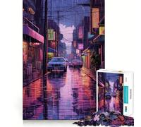 Puzzle Rain City Pixel bit Art per adulti, 1000 pezzi, stimola la memoria, gioco di gruppo, assemblaggio, sorpresa di Natale (38x26cm)