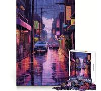 Puzzle Rain City Pixel bit Art per adulti, 1000 pezzi, stimola la memoria, gioco di gruppo, assemblaggio, sorpresa di Natale (38x26cm)
