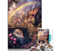 Puzzle Rainbow House per adolescenti, 1000 puzzle, per ammazzare il tempo durante le vacanze, ogni pezzo è unico, un gioco stimolante e divertente per tutta la famiglia, 50x75cm