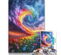 Puzzle Rainbow Tornado per adulti 1000 pezzi, ogni pezzo è unico, un gioco stimolante e divertente per tutta la famiglia (75x50cm)