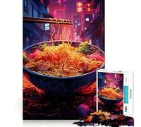 Puzzle Ramen Giappone Neon da 1000 pezzi per adolescenti: rafforza la memoria, rilassante e divertente, con bordi lisci e la lista dei desideri di Babbo Natale (38x26cm)