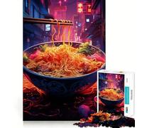 Puzzle Ramen Giappone Neon per adolescenti, 1000 pezzi, stimola la memoria, favorisce il rilassamento, taglio preciso, regalo elegante (50x75cm)