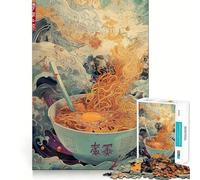 Puzzle Ramen Giappone Onda per Adolescenti 1000 Pezzi Gioco Logico Chiaro Divertimento Lento Taglio Perfetto Sorpresa di Compleanno (50x75cm)