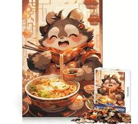 Puzzle Ramen Raccoon da 1000 pezzi per adulti e ragazzi, gioco di logica solido, divertente e silenzioso, taglio di precisione, Babbo Natale, scegli il tuo desiderio (38x52cm)
