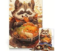 Puzzle Ramen Raccoon per adolescenti, 1000 pezzi, gioco di logica, rilassante, taglio preciso, (50x75cm)