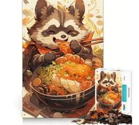 Puzzle Ramen Raccoon per adolescenti, 1000 pezzi, gioco rilassante, evasione, bordi precisi, (38x26cm)