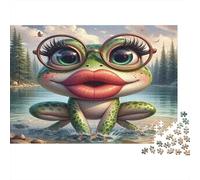 Puzzle Rana Occhiali 52x38cm 1000 pezzi Carta riciclata Adulti Labbra Grandi Difficile Antistress Idea regalo