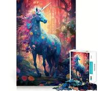 Puzzle "Raro unicorno blu" per ragazzi, 1000 pezzi, stimola la memoria, lento, divertente, bordi puliti, regalo di Natale 50x75cm