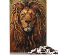 Puzzle Rastafari Leone Giamaica Puzzle Decompressione Giocattoli Carta Rettangolare Puzzle per Bambini e Adulti dai 12 Anni in su Regali di Natale 1000 pezzi (75x50cm)